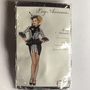 Leg Avenue Black and White Jester Halloween Costume NEW OLD STOCK. Sz Small